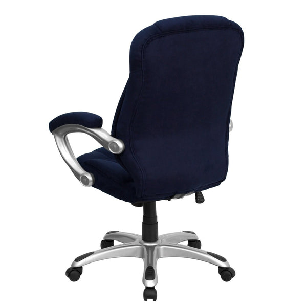 English Elm Jessie High Back Ergonomic Executive Office Chair - Stylish, Comfortable, and Adjustable Seating Solution Navy Blue Microfiber GO-725-NVY-GG