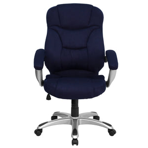 English Elm Jessie High Back Ergonomic Executive Office Chair - Stylish, Comfortable, and Adjustable Seating Solution Navy Blue Microfiber GO-725-NVY-GG