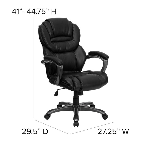 English Elm Stella High Back LeatherSoft Executive Swivel Ergonomic Office Chair for Ultimate Comfort & Support Black GO-901-BK-GG