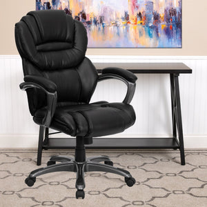 English Elm Stella High Back LeatherSoft Executive Swivel Ergonomic Office Chair for Ultimate Comfort & Support Black GO-901-BK-GG