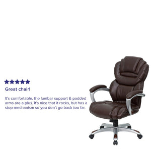 English Elm Stella High Back LeatherSoft Executive Swivel Ergonomic Office Chair for Ultimate Comfort & Support Brown GO-901-BN-GG