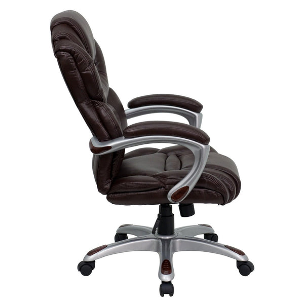 English Elm Stella High Back LeatherSoft Executive Swivel Ergonomic Office Chair for Ultimate Comfort & Support Brown GO-901-BN-GG