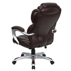English Elm Stella High Back LeatherSoft Executive Swivel Ergonomic Office Chair for Ultimate Comfort & Support Brown GO-901-BN-GG
