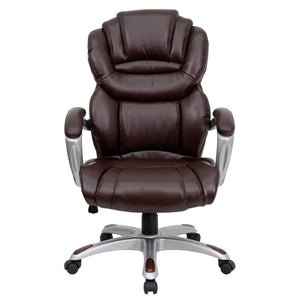 English Elm Stella High Back LeatherSoft Executive Swivel Ergonomic Office Chair for Ultimate Comfort & Support Brown GO-901-BN-GG