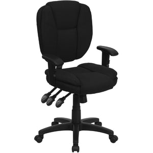 English Elm Caroline Ergonomic Mid-Back Task Chair with Pillow Top Cushion, Adjustable Arms & Smooth Mobility GO-930F-BK-ARMS-GG
