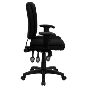 English Elm Caroline Ergonomic Mid-Back Task Chair with Pillow Top Cushion, Adjustable Arms & Smooth Mobility GO-930F-BK-ARMS-GG