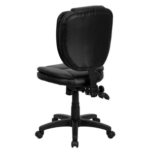 English Elm Caroline Ergonomic Mid-Back Black LeatherSoft Task Chair with Pillow-Top Cushion for Comfort & Style GO-930F-BK-LEA-GG