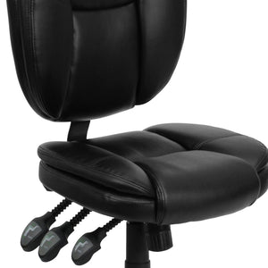 English Elm Caroline Ergonomic Mid-Back Black LeatherSoft Task Chair with Pillow-Top Cushion for Comfort & Style GO-930F-BK-LEA-GG