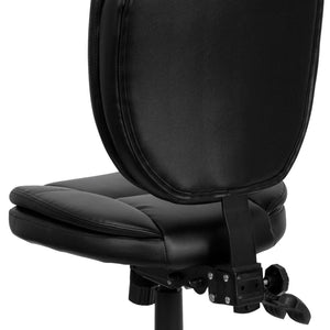 English Elm Caroline Ergonomic Mid-Back Black LeatherSoft Task Chair with Pillow-Top Cushion for Comfort & Style GO-930F-BK-LEA-GG