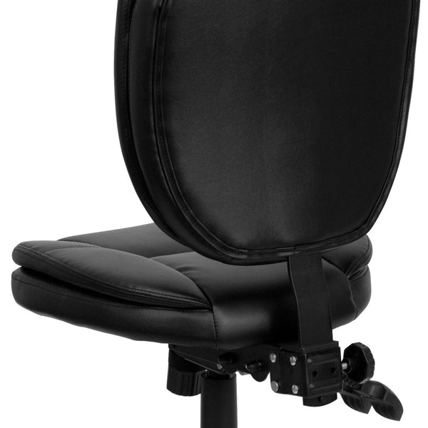 English Elm Caroline Ergonomic Mid-Back Black LeatherSoft Task Chair with Pillow-Top Cushion for Comfort & Style GO-930F-BK-LEA-GG