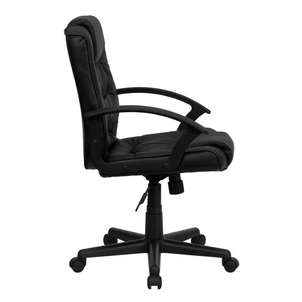 English Elm Lindon Mid-Back Swivel Task Office Chair in Black LeatherSoft - Ergonomic Comfort & Adjustability GO-937M-BK-LEA-GG