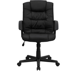 English Elm Lindon Mid-Back Swivel Task Office Chair in Black LeatherSoft - Ergonomic Comfort & Adjustability GO-937M-BK-LEA-GG