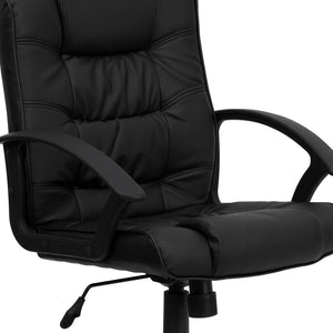English Elm Lindon Mid-Back Swivel Task Office Chair in Black LeatherSoft - Ergonomic Comfort & Adjustability GO-937M-BK-LEA-GG