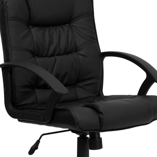 English Elm Lindon Mid-Back Swivel Task Office Chair in Black LeatherSoft - Ergonomic Comfort & Adjustability GO-937M-BK-LEA-GG