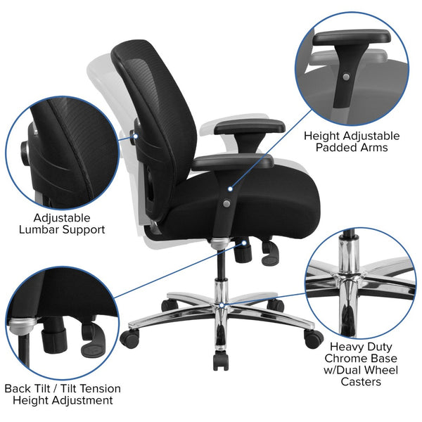 English Elm HERCULES Series Big & Tall 500 lb. Rated Ergonomic Office Chair with Mesh Back for Ultimate Comfort GO-99-3-GG
