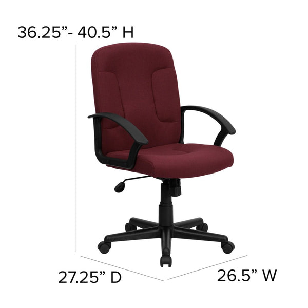 English Elm Garver Mid-Back Executive Swivel Chair - Ergonomic Comfort, Durable Design, Perfect for Home Office Burgundy GO-ST-6-BY-GG
