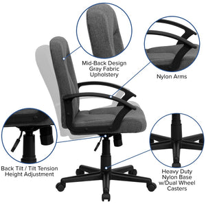 English Elm Garver Mid-Back Executive Swivel Chair - Ergonomic Comfort, Durable Design, Perfect for Home Office Gray GO-ST-6-GY-GG