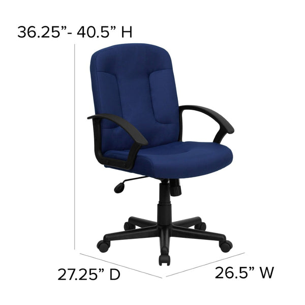 English Elm Garver Mid-Back Executive Swivel Chair - Ergonomic Comfort, Durable Design, Perfect for Home Office Navy GO-ST-6-NVY-GG
