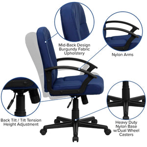 English Elm Garver Mid-Back Executive Swivel Chair - Ergonomic Comfort, Durable Design, Perfect for Home Office Navy GO-ST-6-NVY-GG