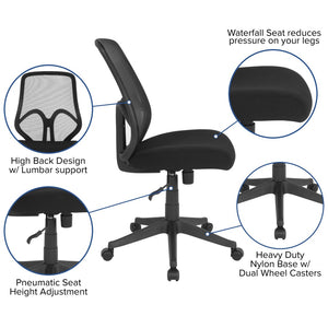 English Elm Salerno Ergonomic High Back Black Mesh Office Chair for Comfort & Style in Home & Workspaces GO-WY-193A-BK-GG