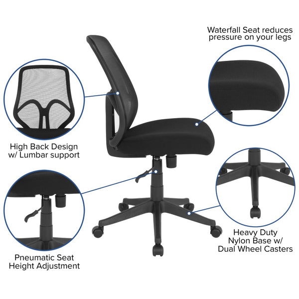 English Elm Salerno Ergonomic High Back Black Mesh Office Chair for Comfort & Style in Home & Workspaces GO-WY-193A-BK-GG