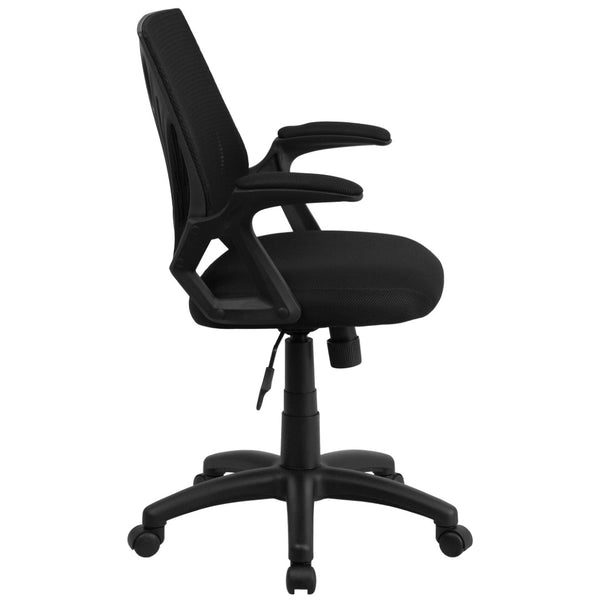 English Elm Sam Mid-Back Designer Black Mesh Office Chair - Ergonomic, Breathable, Height Adjustable & Stylish GO-WY-82-GG