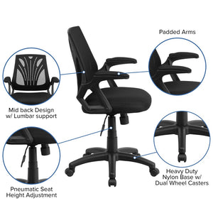 English Elm Sam Mid-Back Designer Black Mesh Office Chair - Ergonomic, Breathable, Height Adjustable & Stylish GO-WY-82-GG