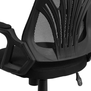 English Elm Sam Mid-Back Designer Black Mesh Office Chair - Ergonomic, Breathable, Height Adjustable & Stylish GO-WY-82-GG