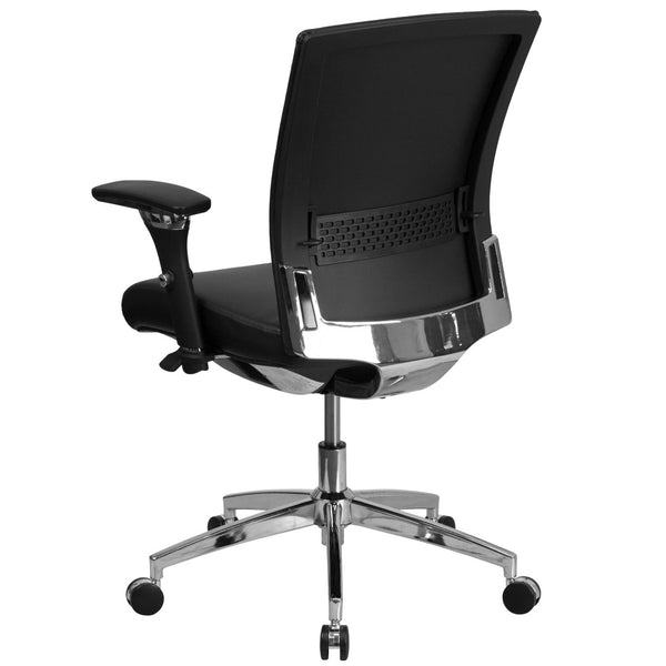 English Elm HERCULES Ergonomic 24/7 Heavy-Duty Office Chair for Intensive Use with Adjustable Comfort Features Black LeatherSoft GO-WY-85-7-GG