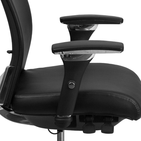 English Elm HERCULES Ergonomic 24/7 Heavy-Duty Office Chair for Intensive Use with Adjustable Comfort Features Black LeatherSoft GO-WY-85-7-GG