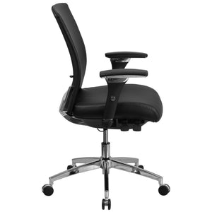 English Elm HERCULES Ergonomic 24/7 Heavy-Duty Office Chair for Intensive Use with Adjustable Comfort Features Black LeatherSoft GO-WY-85-7-GG