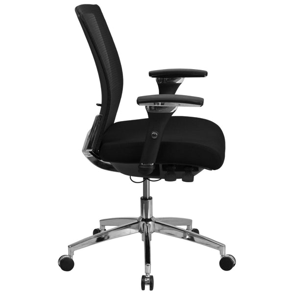 English Elm HERCULES Ergonomic 24/7 Heavy-Duty Office Chair for Intensive Use with Adjustable Comfort Features Black Mesh & Fabric GO-WY-85-8-GG