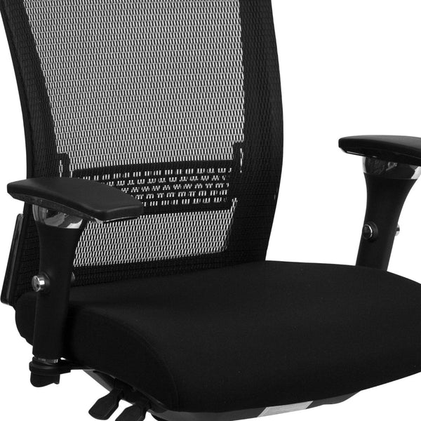 English Elm HERCULES Ergonomic 24/7 Heavy-Duty Office Chair for Intensive Use with Adjustable Comfort Features Black Mesh & Fabric GO-WY-85-8-GG