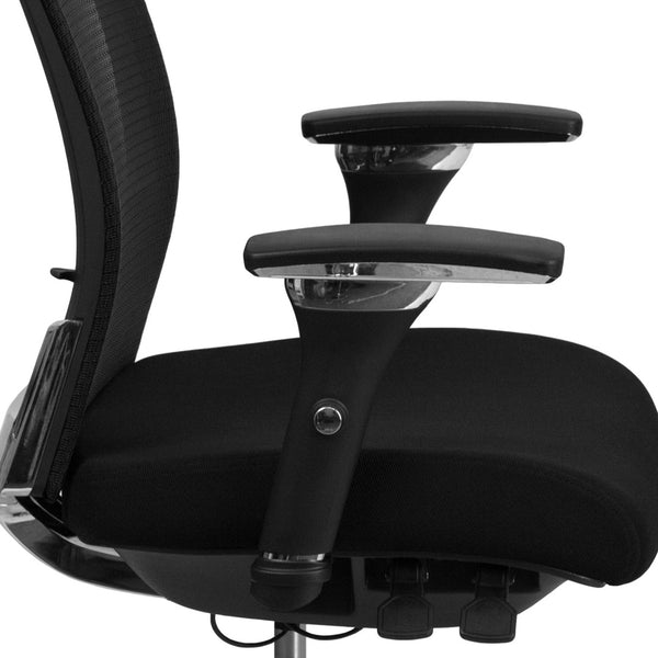 English Elm HERCULES Ergonomic 24/7 Heavy-Duty Office Chair for Intensive Use with Adjustable Comfort Features Black Mesh & Fabric GO-WY-85-8-GG