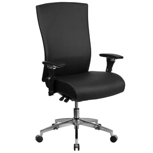 English Elm HERCULES Series Ergonomic Office Chair for 24/7 Use, 300 lb Capacity, Durable Comfort & Support Black LeatherSoft GO-WY-85H-1-GG