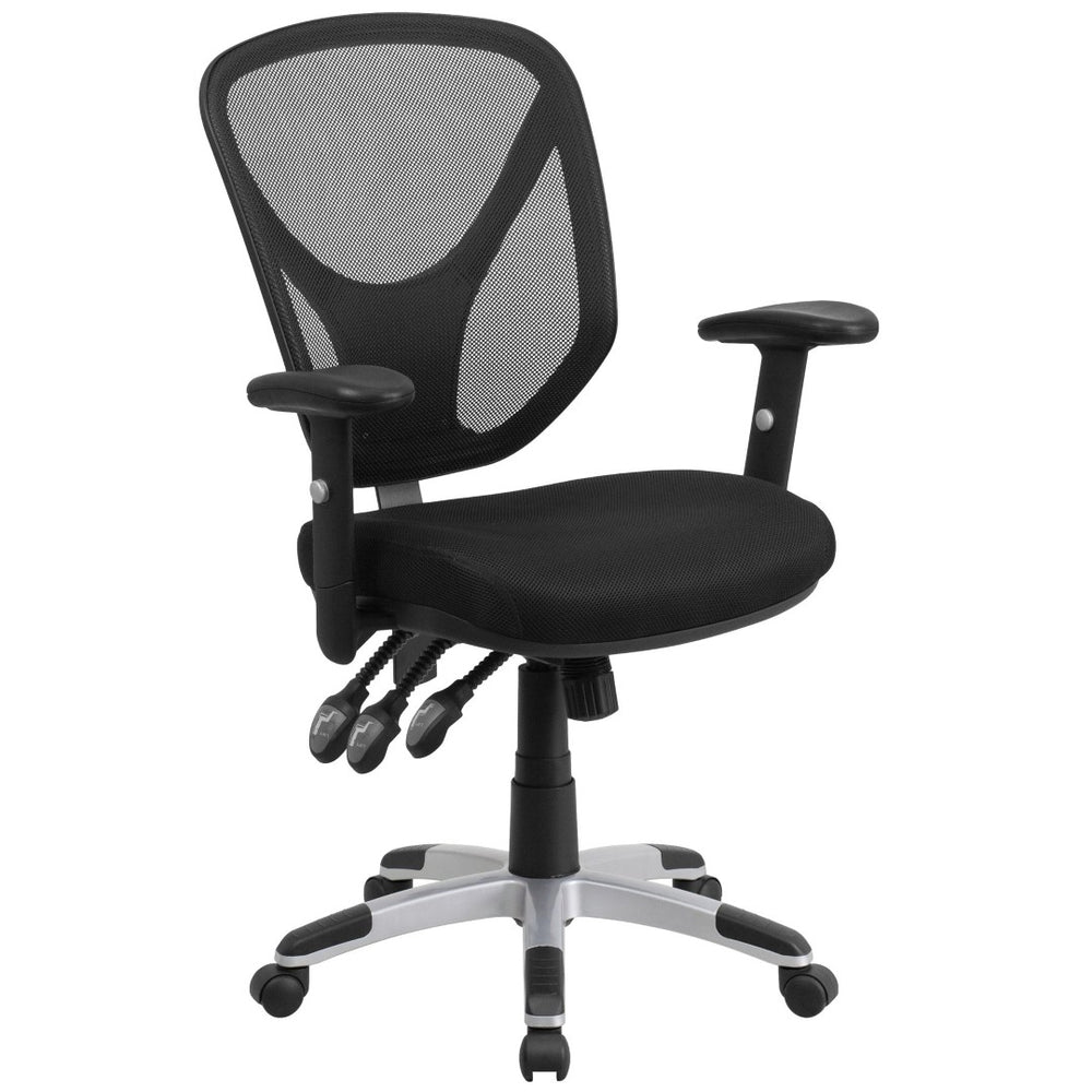English Elm Sam Ergonomic Mid-Back Black Mesh Office Chair with Adjustable Arms for Ultimate Comfort & Support GO-WY-89-GG
