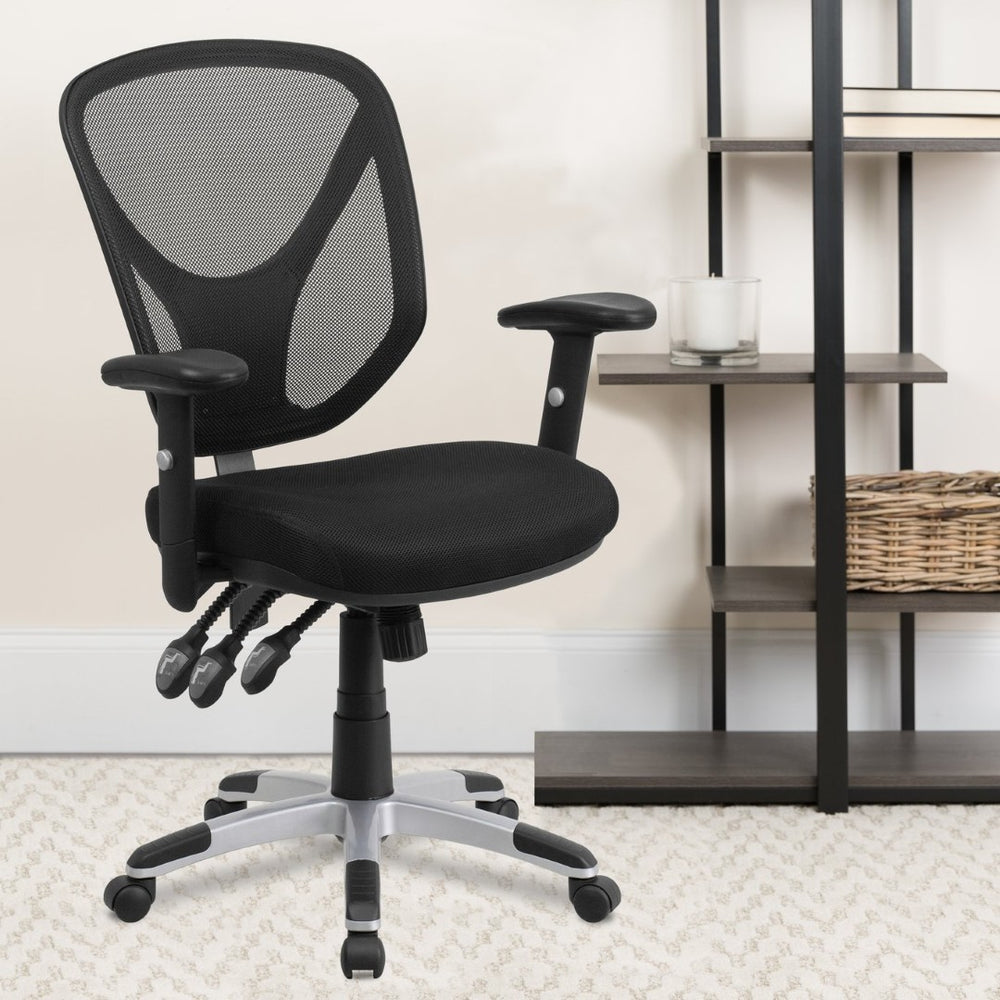 English Elm Sam Ergonomic Mid-Back Black Mesh Office Chair with Adjustable Arms for Ultimate Comfort & Support GO-WY-89-GG