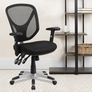 English Elm Sam Ergonomic Mid-Back Black Mesh Office Chair with Adjustable Arms for Ultimate Comfort & Support GO-WY-89-GG