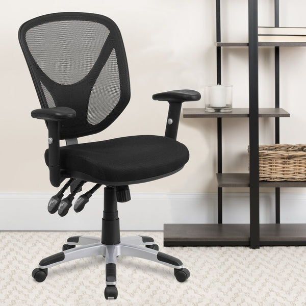 English Elm Sam Ergonomic Mid-Back Black Mesh Office Chair with Adjustable Arms for Ultimate Comfort & Support GO-WY-89-GG