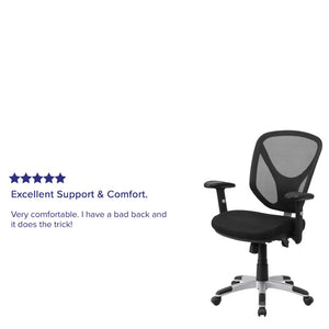 English Elm Sam Ergonomic Mid-Back Black Mesh Office Chair with Adjustable Arms for Ultimate Comfort & Support GO-WY-89-GG