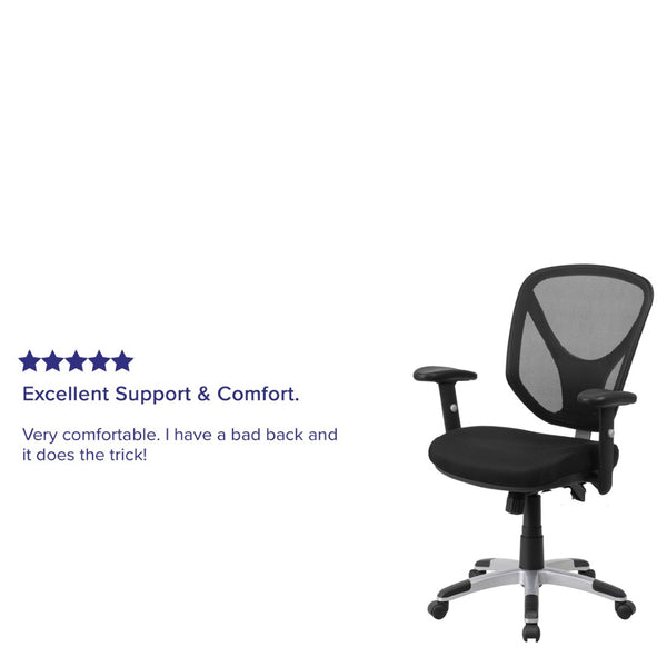 English Elm Sam Ergonomic Mid-Back Black Mesh Office Chair with Adjustable Arms for Ultimate Comfort & Support GO-WY-89-GG