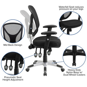 English Elm Sam Ergonomic Mid-Back Black Mesh Office Chair with Adjustable Arms for Ultimate Comfort & Support GO-WY-89-GG
