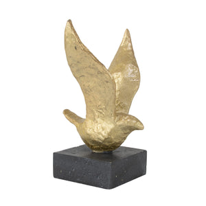 Zeugma Gold Dove Sculpture - Elegant Gold Leaf Art With Dark Grey Base, Perfect For Home Decor And Gifts   Cf1190148