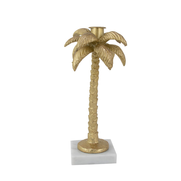 Zeugma Palm Tree Candle Holder - Elegant Gold Leaf Design, 4.5" Width X 9.5" Height, Perfect For Home Decor   Cf2180212
