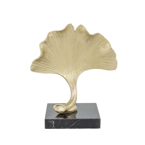 Zeugma Gold Sea Shell Decorative Sculpture With Elegant Marble Base - 6.5" Width, Unique Home Accent Piece   Cf2190028