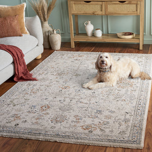 Safavieh Grove Elegant Round Ivory Area Rug With Rust Blue Accents — Power-Loomed Turkish Durability & Low-Profile Comfort 6'-7" x 6'-7" GOV600A-7R
