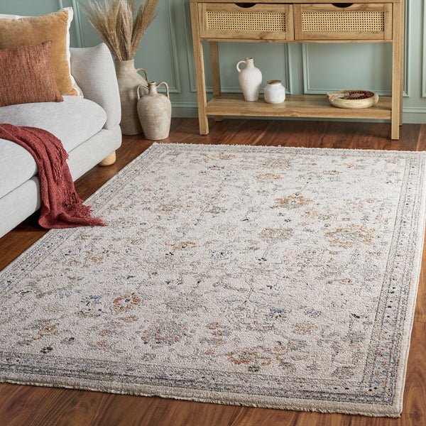 Safavieh Grove Ivory And Rust Blue Transitional Area Rug — Low Pile, Durable Power-Loomed Design For Living Rooms 8'-0" x 10'-0" GOV600A-8