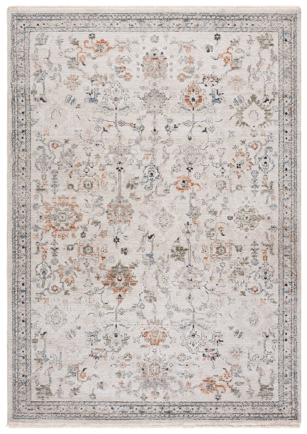 Safavieh Grove Elegant Ivory And Rust Blue Area Rug, Low-Profile Power-Loomed Turkish Weave For Modern Rooms 4'-0" x 6'-0" GOV600A-4