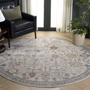 Safavieh Grove Ivory & Rust Blue Square Rug — Transitional Turkish Power‑Loomed Design, Durable Low Pile Finish 6'-7" x 6'-7" GOV600A-7SQ
