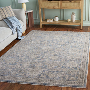 Safavieh Grove Turkish Power-Loomed Area Rug In Soothing Blue-Beige Tones, Low-Profile Durable Comfort 6'-7" x 6'-7" GOV600M-7SQ